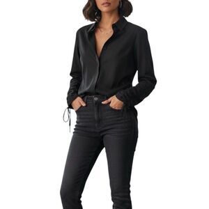 DKNY Jeans Women Long Sleeve Blouse Top Button Down Shirt Small